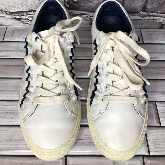Tory Burch Ruffle White Leather Lace Sneaker Sport Shoes Women’s Sz 9M US/40EU - Picture 3 of 14